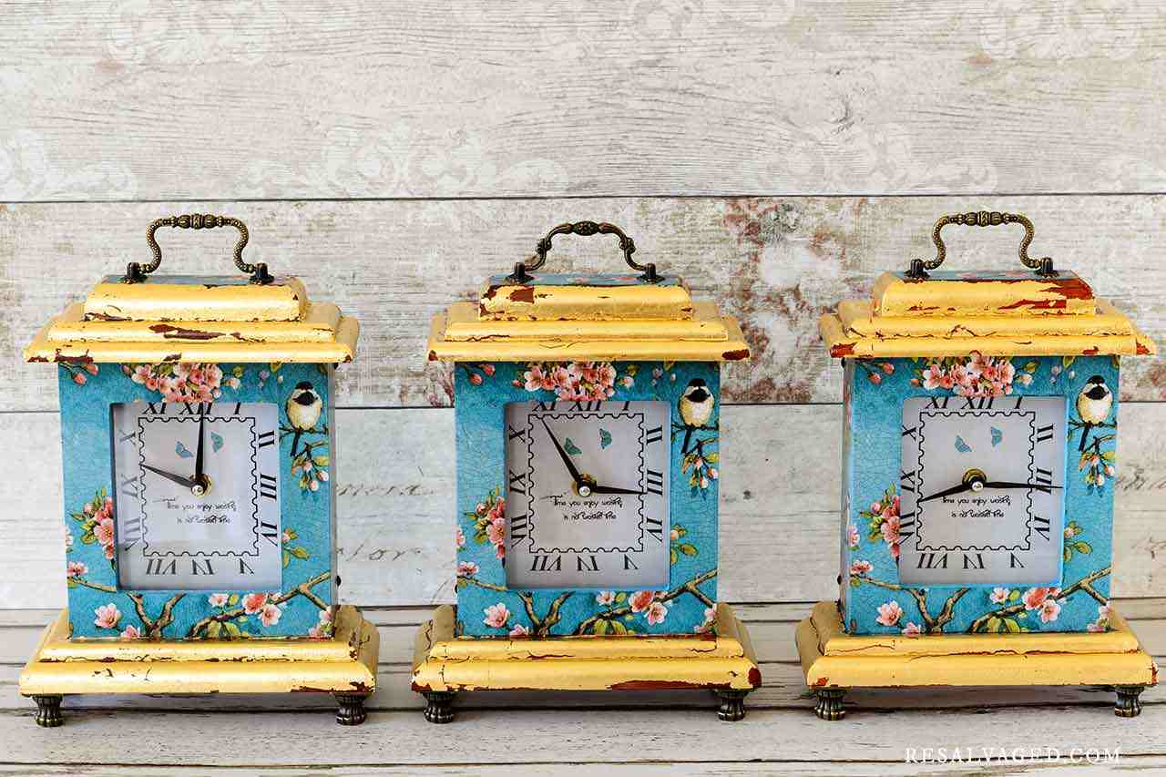 decoupaged clocks