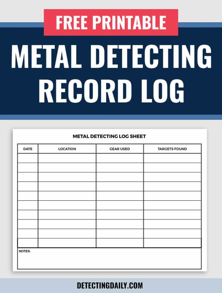 Metal Detecting Record Log Free Printable | Resalvaged