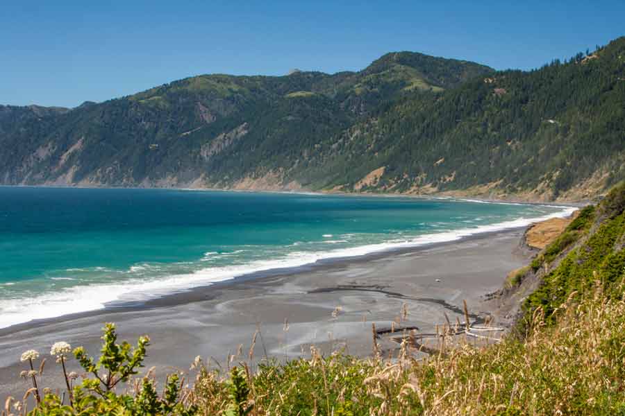 black sand beach