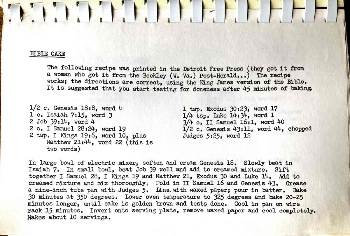 Garden City Christian College Bible Cake Recipe 1982 Recipe Webres