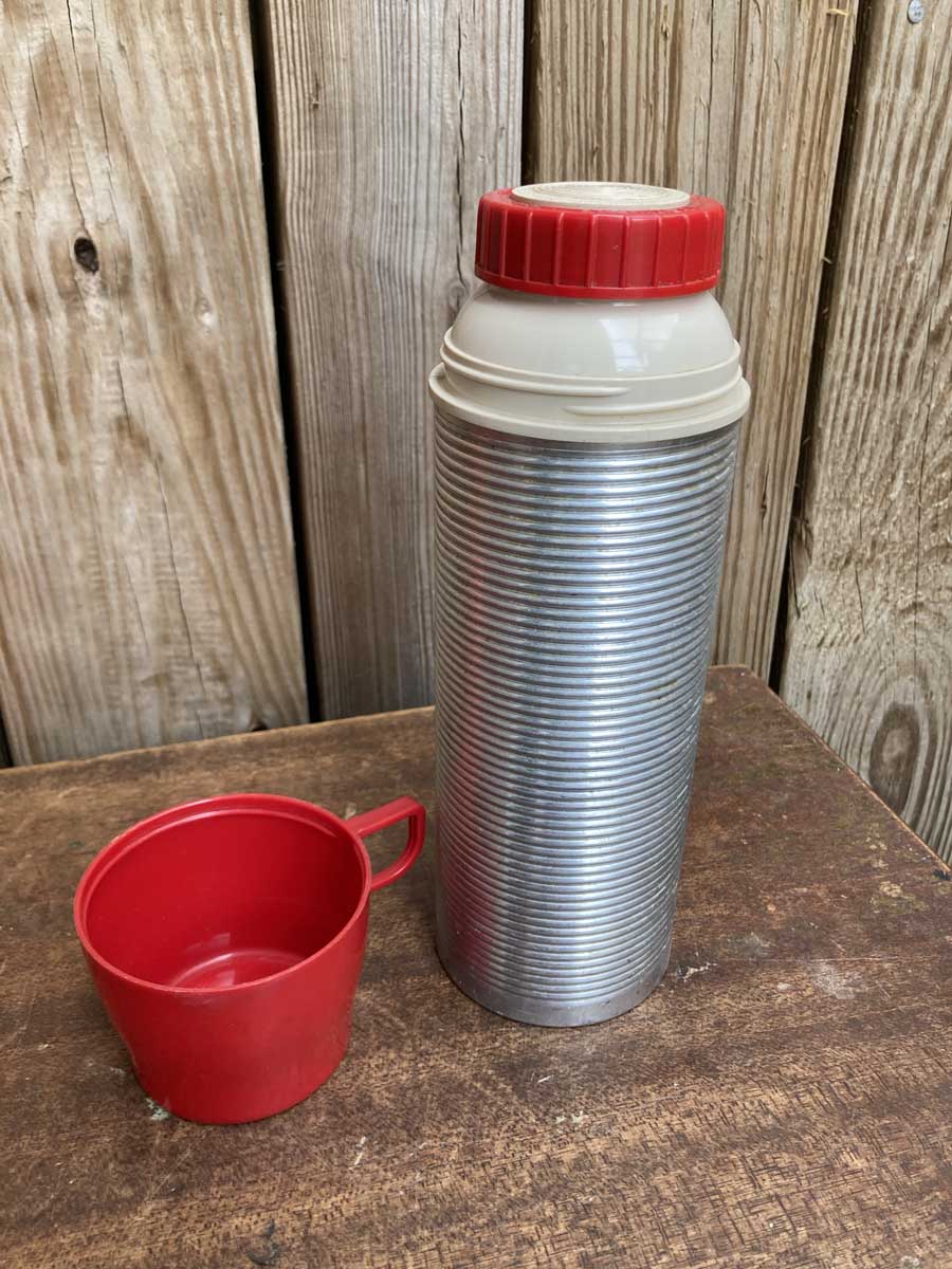 VINTAGE Thermos Aluminum Pint Size Vacuum Bottle #2284 MADE IN USA ~EUC~