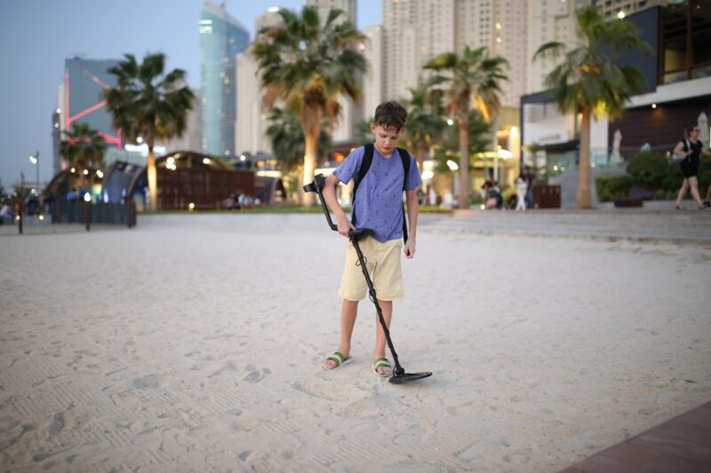 Metal detector as a hobby for a teenager, generation Z