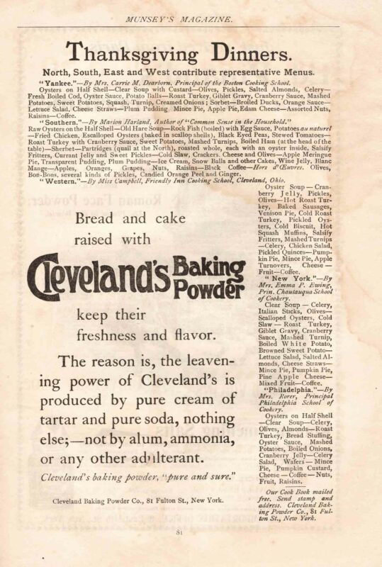 Thanksgiving Dinner Ideas Vintage Munseys Magazine