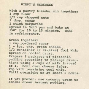 Wimpy’s Weakness Pistachio Pudding Dessert Bars Recipe