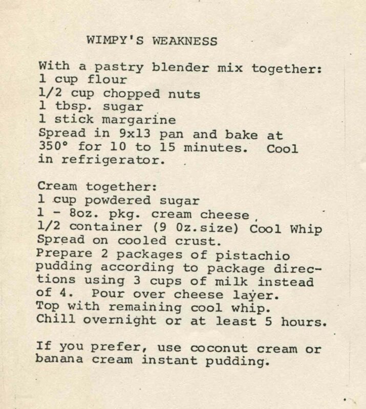 Wimpys Weakness Pistachio Pudding Pie Recipe